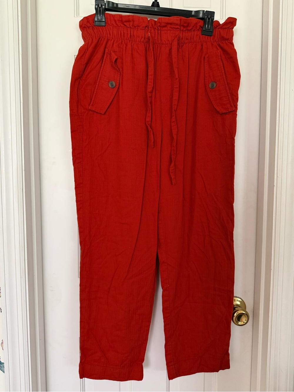 LOFT Rust Drawstring Capri Pants